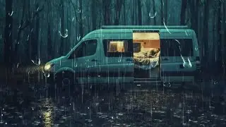 ⛈ Intense Rainfall in a Dark Woodland Van for Deep Sleep, Anxiety Relief & Calm Focus