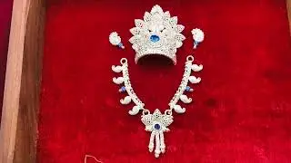 Mala Mukut Kundal Set for Bhagwanji Shringar in Silver Look (size-1.25 inches)