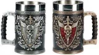 #Shorts Skull Sword Beer Mug Cool Coffee Cup Resin Stainless Steel Creative Tea Water Drinkware