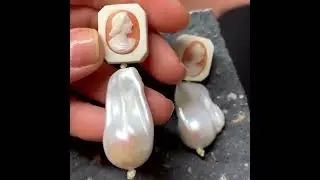 Large baroque pearls wedding earrings video - Style: E-C-WPC-35.6 Weight of one earring is 18g