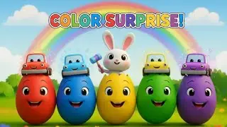 Colorful Eggs Surprise 🚗🥚 | Learn Colors with Cars & Bunny | Fun Nursery Rhyme for Kids