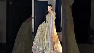 Cream color outfit glamorous look Full havey Embroidery design open sharank outfit #classyoutfit