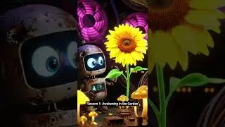 #shorts#micro world#cyberpunk garden#robot story#silent film#veo 3#calmcontent# serie#animated short
