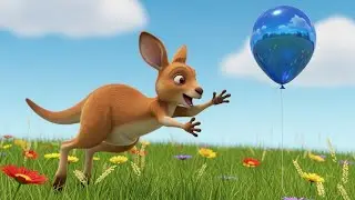 Baby Kangaroo Bounced After the Blue Balloon AV1 | Funny Toddler Song | Kids Rhymes
