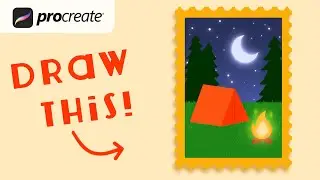 Procreate Step by Step Tutorial - Camp Stamp - Digital Art - iPad Illustration for Beginners