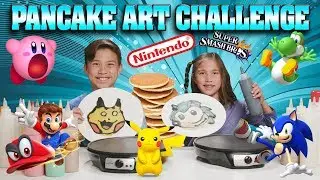 PANCAKE ART CHALLENGE - NINTENDO EDITION!!! Super Smash Bros., Super Mario Odyssey, Pokemon, Sonic!