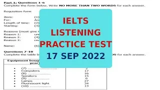 IELTS LISTENING PRACTICE TEST 17 SEP 2022