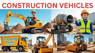 Construction Trucks 🚜 🚧 🚜 for Kids | Fun Learning Names & Types | Dump Truck, Excavator & Bulldozer