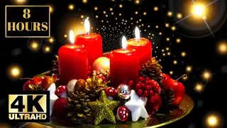 8 Hours of Relaxing Christmas Music & Cozy Candles | Cozy Ambience 4K - Calming instrumental music