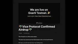 Vice Protocol Confirmed Airdrop for Testnet users | Early project Drop.