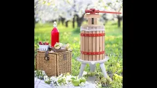 Solid Wood 1.6 Gallon Fruit Wine Press Apple Cider Grape Berries Crusher Manual Juice Maker Basket