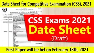 CSS Exams 2021 Datesheet (FINAL DRAFT)