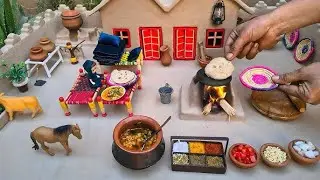 Mini Roti Sabzi With Real Fire in Mini Kitchen + ASMR Cooking + Miniature Cooking in Mini Kitchen 
