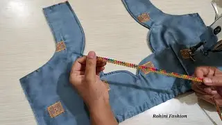 Simple and easy designer blouse back neck design | Cutting and stitching back neck design 