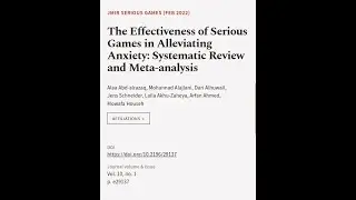 The Effectiveness of Serious Games in Alleviating Anxiety: Systematic Review and Meta... | RTCL.TV