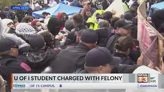 Pro-Palestine student demonstrator charged with Mob Action after U of I protest