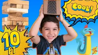 Super Giant Jenga Tower Game! 10 ft Tall Challenge! Welcome to Super Eazy Fun!