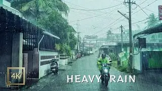 4K Walking in Heavy Rain through the Suburbs of Kochi City | ASMR Rain Sounds | Monsoon Rainy Day