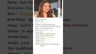 Sara Tendulkar ki Biography #viral #shortvideo #viralvideo #shorts #youtubeshorts