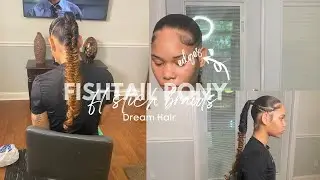 Messy Fishtail Pony ft 2 stitch braids  - Dream Hair
