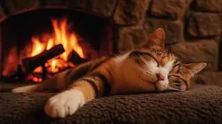 Dreamy Sleepscape: Instant Relaxation with Cat Purr and Fireplace Sounds🌙🔥Deep Sleep No More Insomia