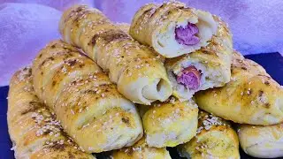 Пухкави кренвиршки с шарена сол и сусам | Fluffy Sausage Bread Rolls | Пушистые сосиски в тесте