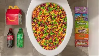 Will it Flush? M&M's, McDonalds, Skittles, Pepsi, Orbeez, Popular Soda, Mentos, Coca Cola in Hole