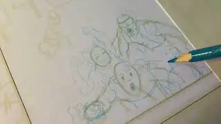 Things to come: Pencilling a crowd scene.