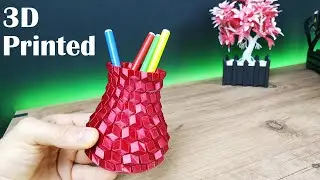 3D Printed Curved Honeycomb Vase from Thingiverse