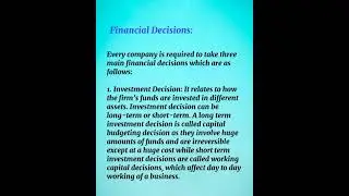 Financial Management | Financial decisions | Investment Decision | Meaning |Definition#class12 #bst