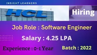 HCL Technologies Off Campus Hiring Freshers for the Role of Software Engineer |