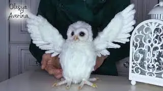 White Owlet realistic, handmade faux fur toy OOAK Averina Olesya