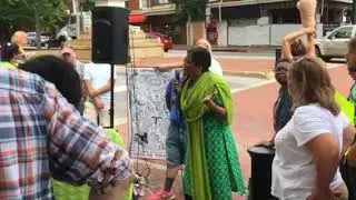 Sujata Winfield speaks in Athens GA at the rally protesting Trump&rsquo;s immigration policy