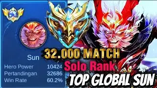 32.000 MATCH TOP GLOBAL SUN JUNGLER SOLO RANK_Gameplay Mobile Legend