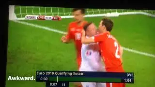 Stephan Lichtsteiner Tries to Kiss Wayne Rooney