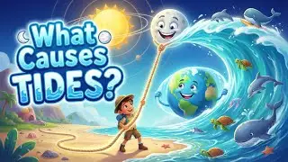 Что вызывает приливы? 🌊🌙 Как гравитация Луны создаёт приливы и отливы. Объяснение для детей!