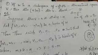 Dimension of Quotient space theorem| dim (V/W)= dim V - dim W