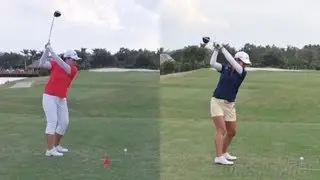 INBEE PARK vs AI MIYAZATO - DRIVER GOLF SWING DOWN THE LINE & SLOW MOTION - 1080p HD