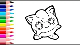 MENGGAMBAR DAN MEWARNAI KARTUN JIGGLYPUFF, pokemon JIGGLYPUFF, drawing and coloring step by step