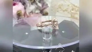 Art Deco 6x8mm Oval Morganite Ring Marquise Style Band Solid 14K Rose gold Engagement Ring