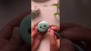 DIY stone painting idea🩵#art #painting #trending #ytshorts #shorts #diy