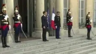 Macron welcomes Trudeau to Elysee Palace