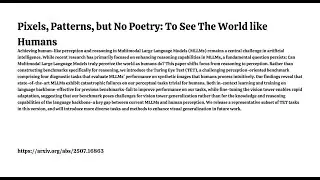 Pixels, Patterns, but No Poetry: To See The World like Humans