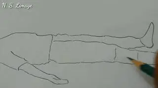 How To Draw Man Doing Yoga Shavasna Pose | Step By Step In Easy Way For Beginners | N. S. Limaye