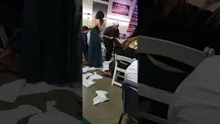 Bride's cousin slips during wedding aisle walk