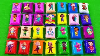 Cocomelon Slime Mixing🌈 Bags Look For Pinkfong Clay in Mini Bags Colorful! Satisfying ASMR Slime