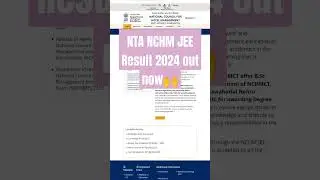 NTA NCHM JEE Result 2024 out now🙌