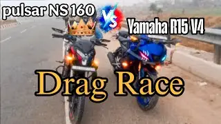 Drag Race । Pulsar Ns 160 vs Yamaha R15। #trending #viral #vlog #motovolgger #rider #thebr06rider 