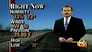 April 1993 Oklahoma News 8 KTUL Weather Segment with Meteorologist Travis Meyer
