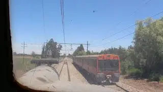 Viajando en la E-3020 - Cabina Locomotora El&eacute;ctrica (cruzamiento de trenes, estaci&oacute;n Perquilauquen)